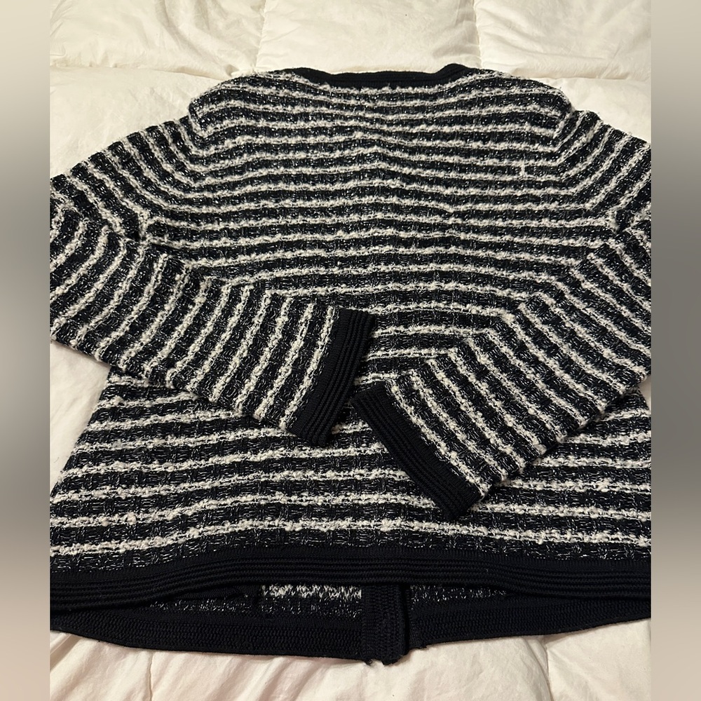 Anne Klein Black and White Textured Cardigan - Size L - Picture 5 of 13